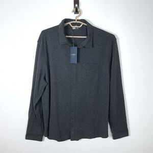 VRST Mens XXL Textured Knit Button Down Shirt Charcoal Herringbone 4-Way Stretch